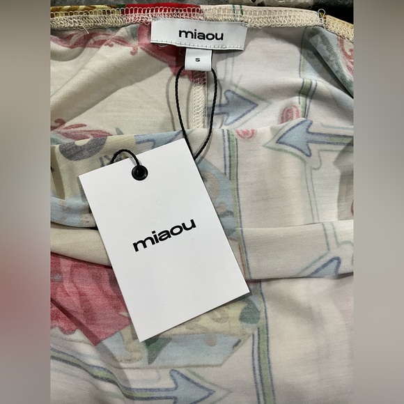 NWT MIAOU | SZ S | White Helga Tomato Asymmetrical Spaghetti Strap Mini Dress - Picture 11 of 13